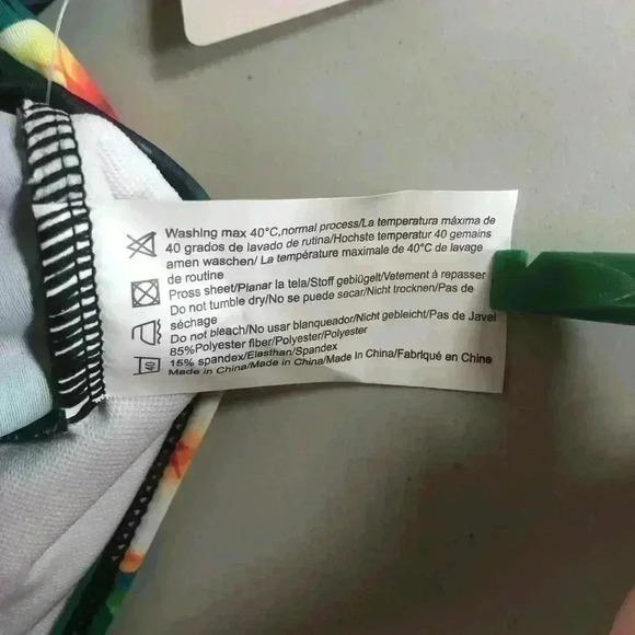 Tropical floral print one piece swimsuit off shoulder ruffle cut out back Large - Picture 10 of 10